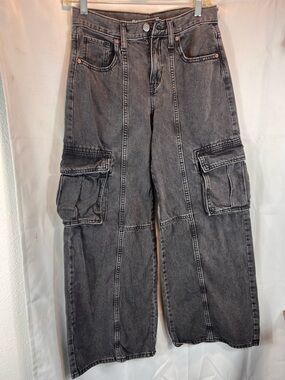 Old Navy Washed Black Cargo Wide-Leg Jeans